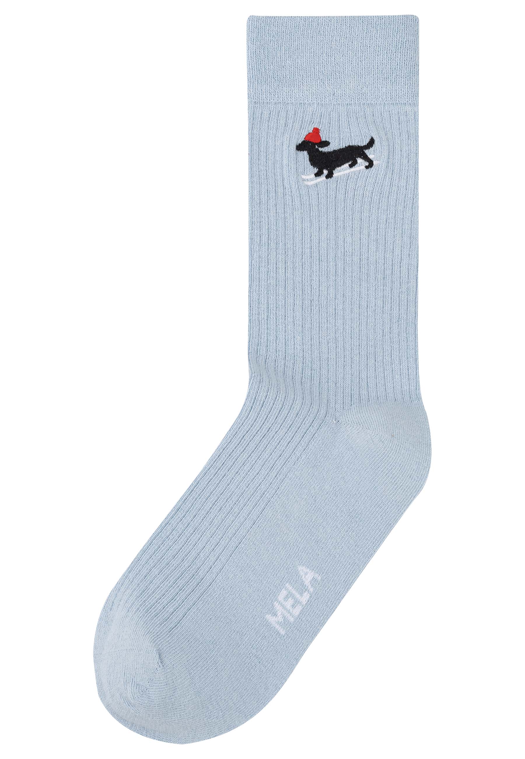 Gerippte Socken mit Stickerei, 1er Pack