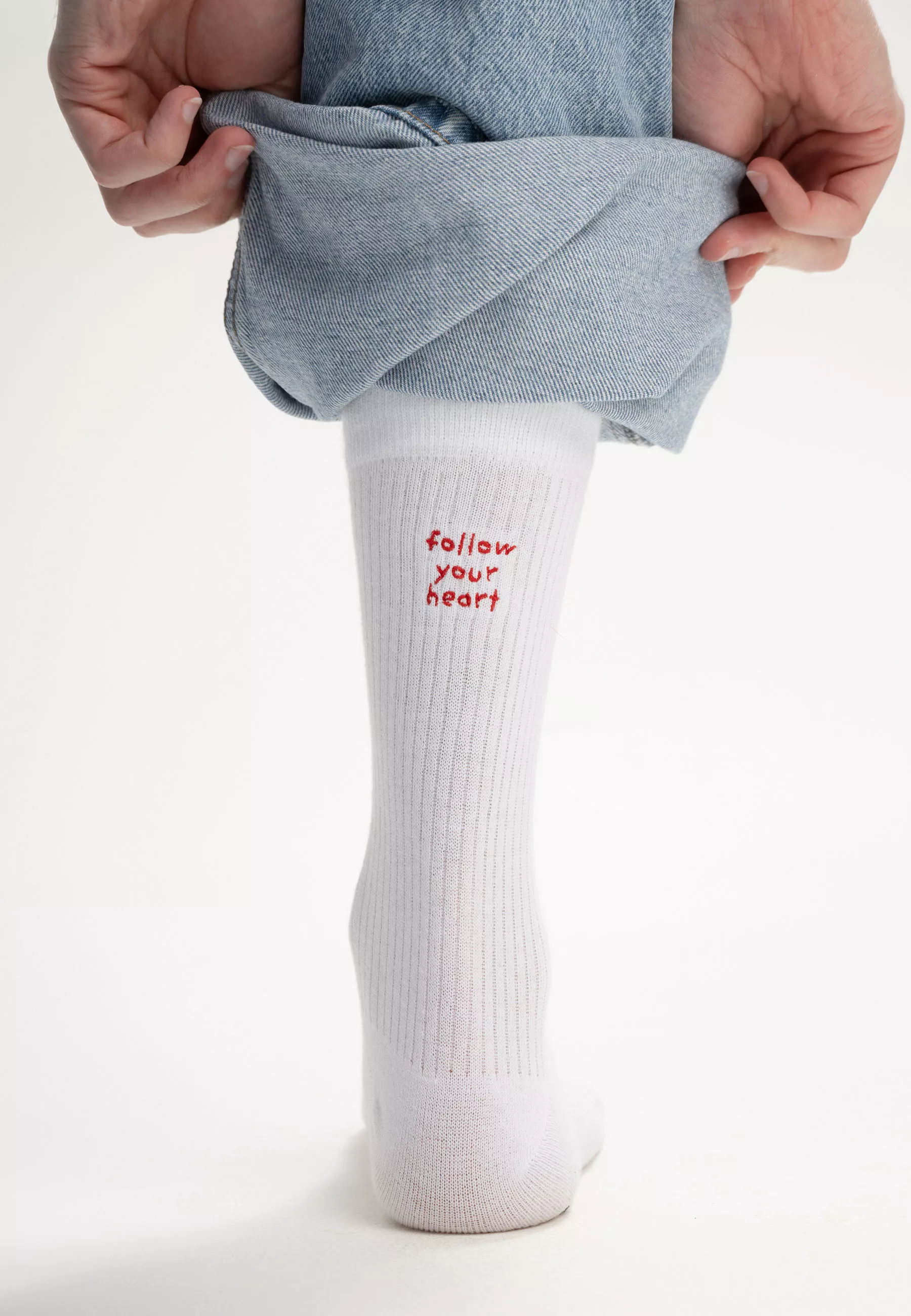 Gerippte Socken mit Stickerei, 2er Pack