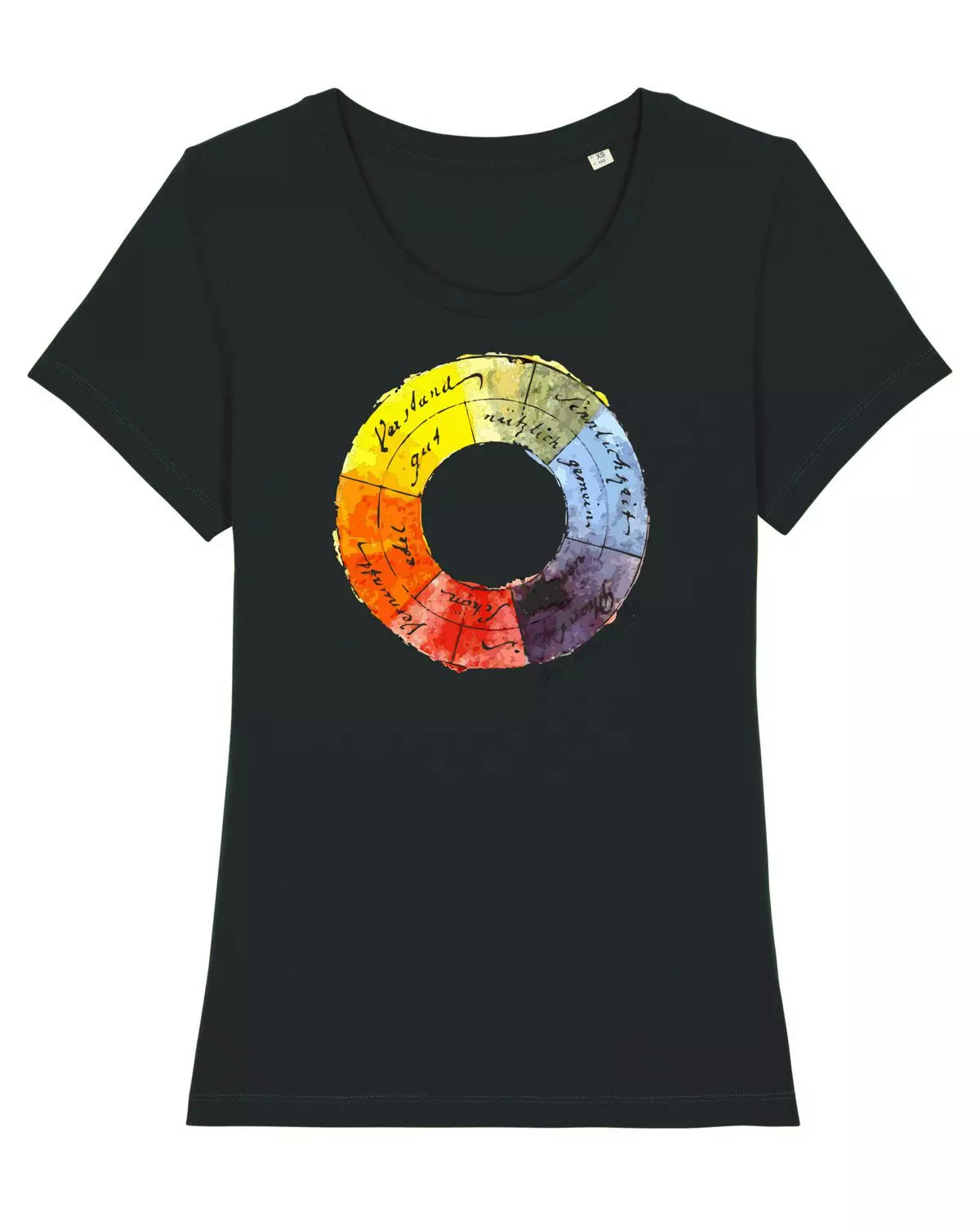 Kun1 Front Expresser Black Science-T-Shirt Kunst Modell: Farbenlehre