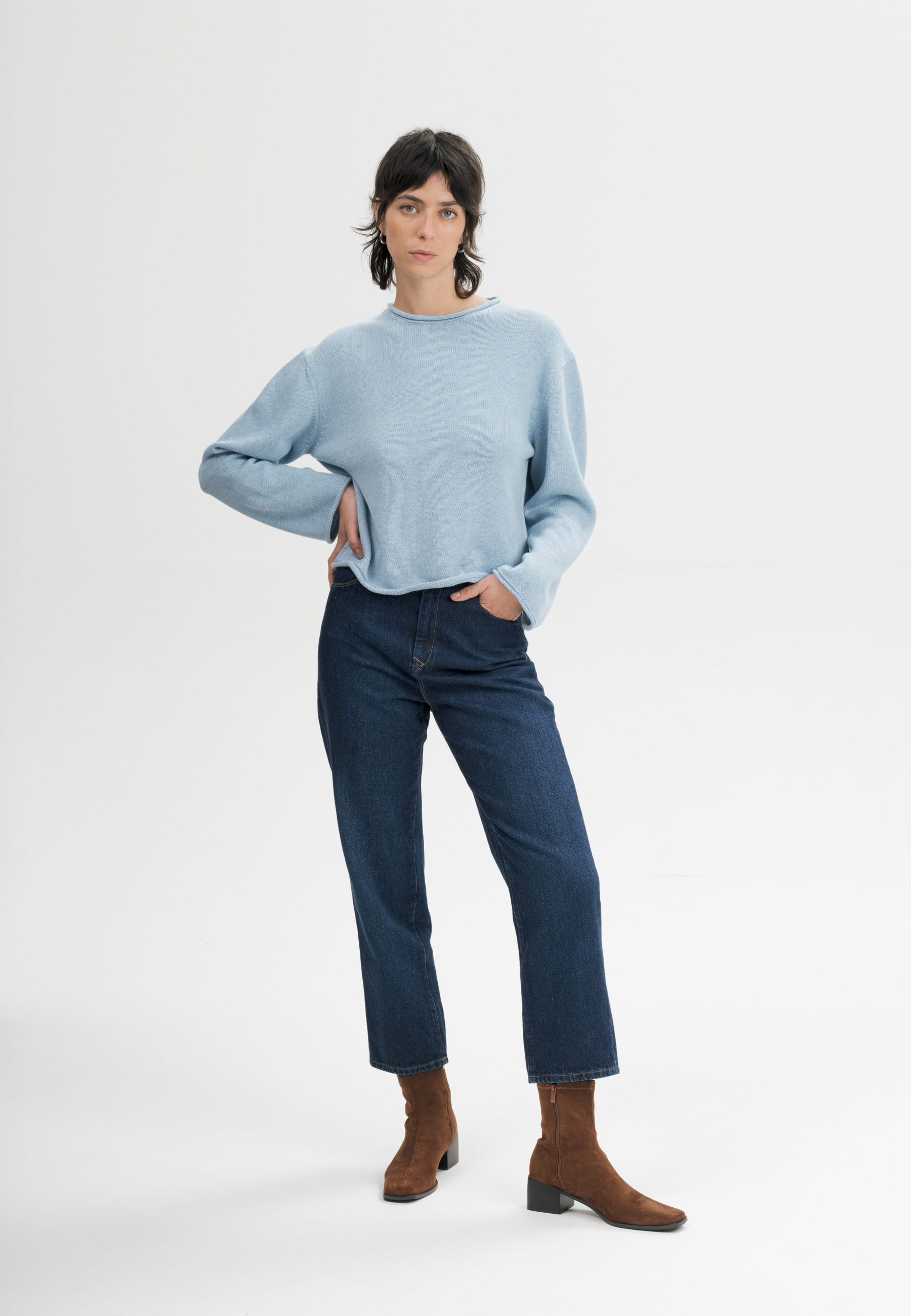 Rollsaum Strickpullover Modell: Geetha