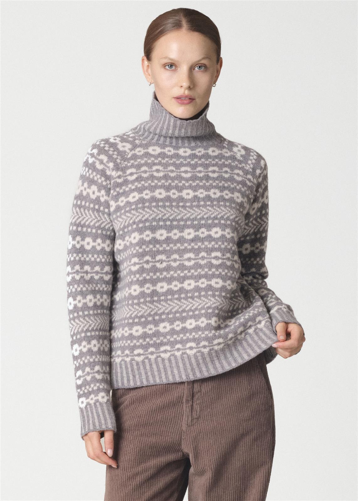 Muster-Strickpullover aus Merinowolle Modell: Sofie