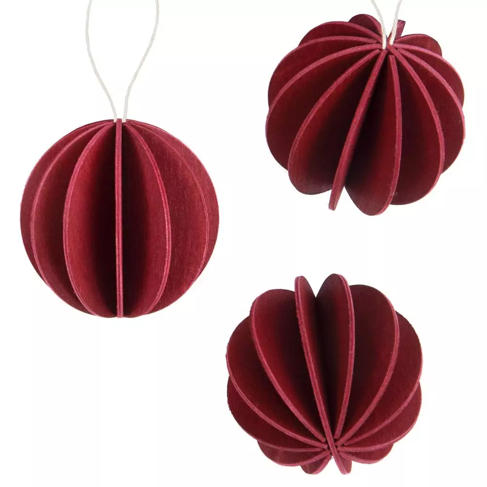 Holzdekoration Modell: Baubles 8cm (3er-Pack)