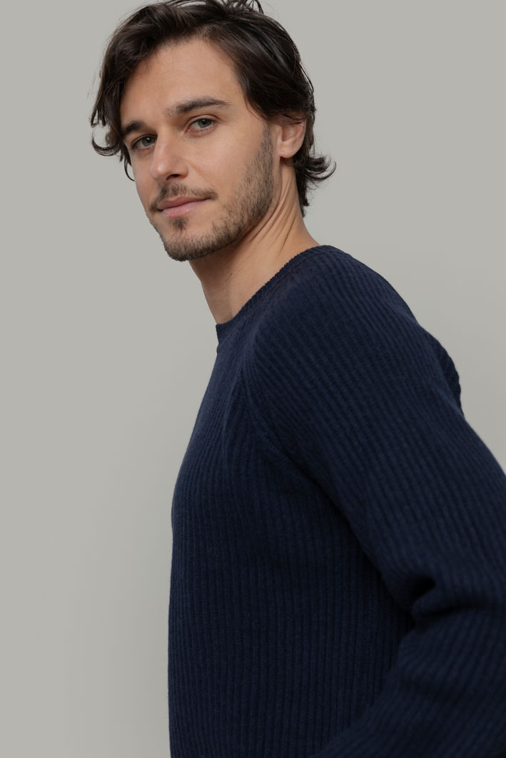 Rippstrick-Pullover aus recycelter Kaschmirwolle Modell: Sante