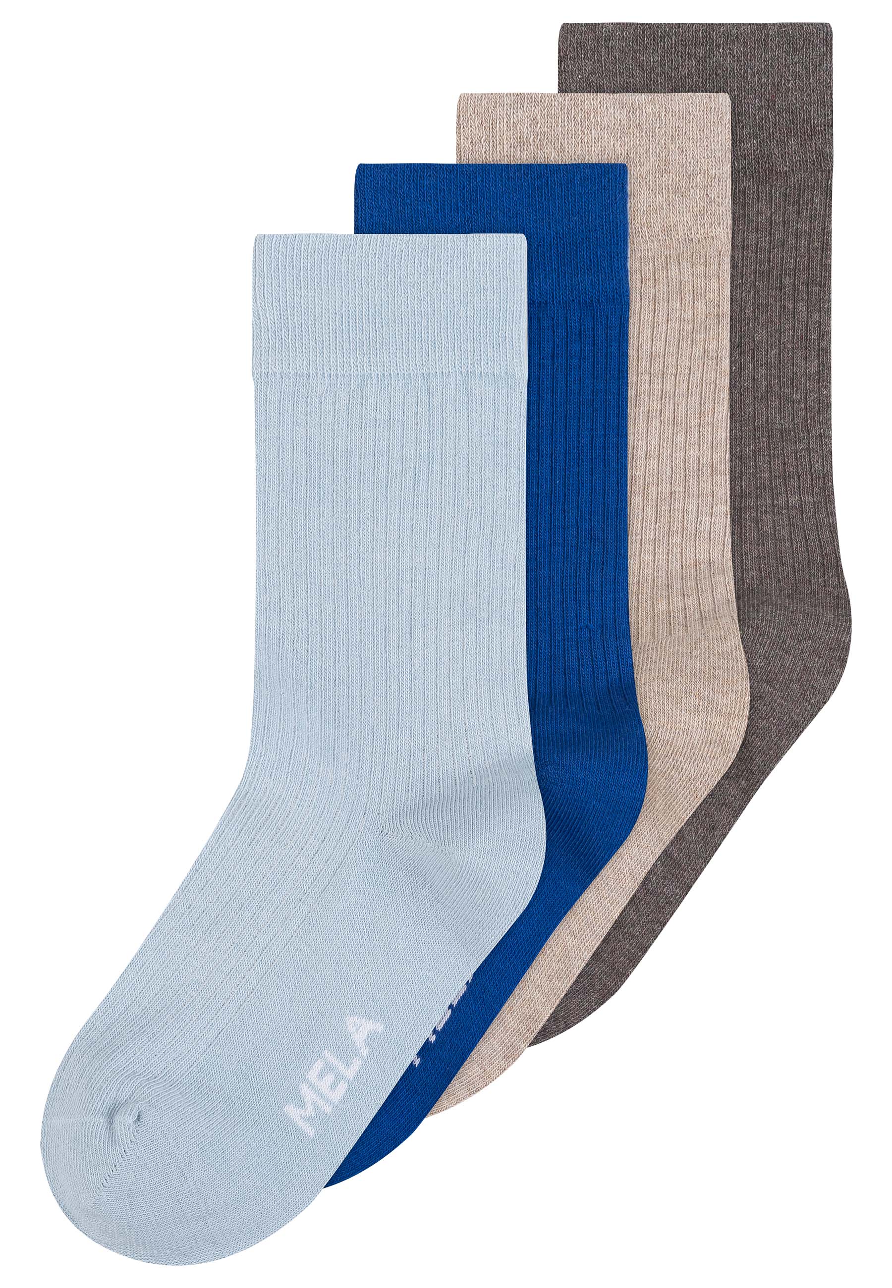 Gerippte Baumwoll-Socken GOTS, 4er Pack