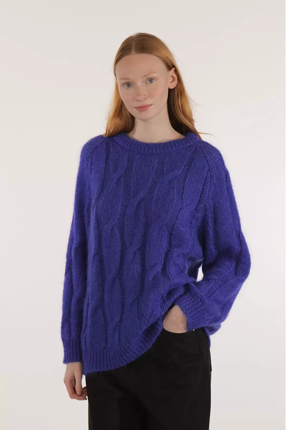 Mohair Zopfmuster-Pullover Modell: Iroise