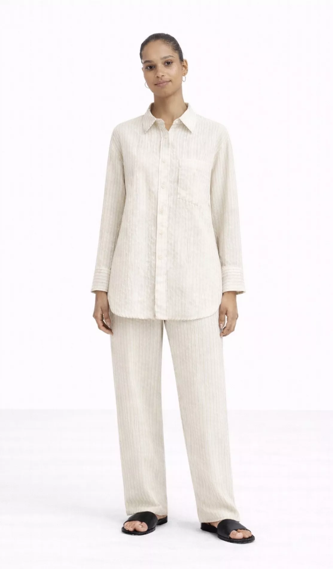 Gestreifte Oversize-Hemdbluse Modell: Madeleine